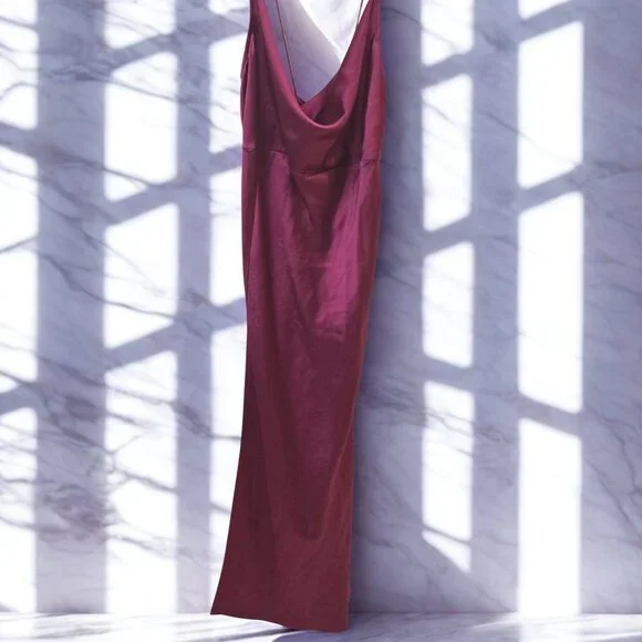 Maroon Slip Maxi Dress | Silky Feel | Elegant & Timeless Look 💋 - Picture 2 of 11
